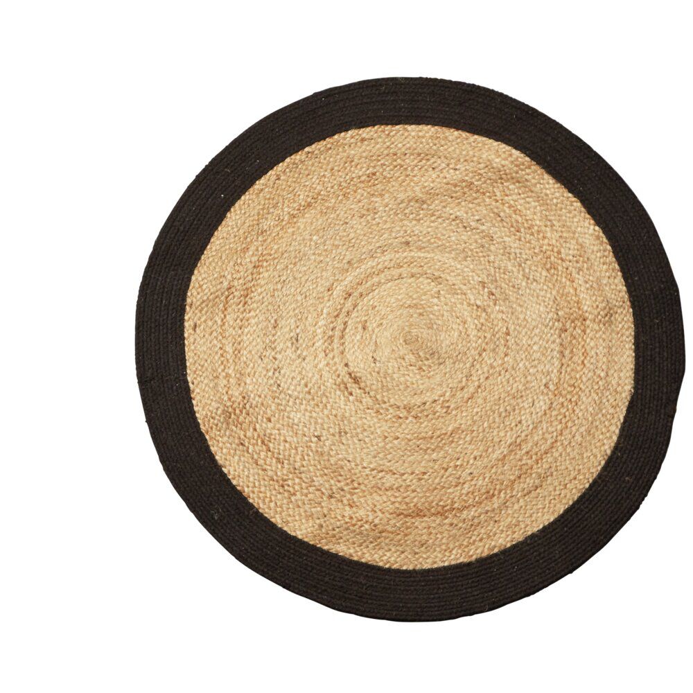 Tapis rond jute naturel contour noir Ø90cm