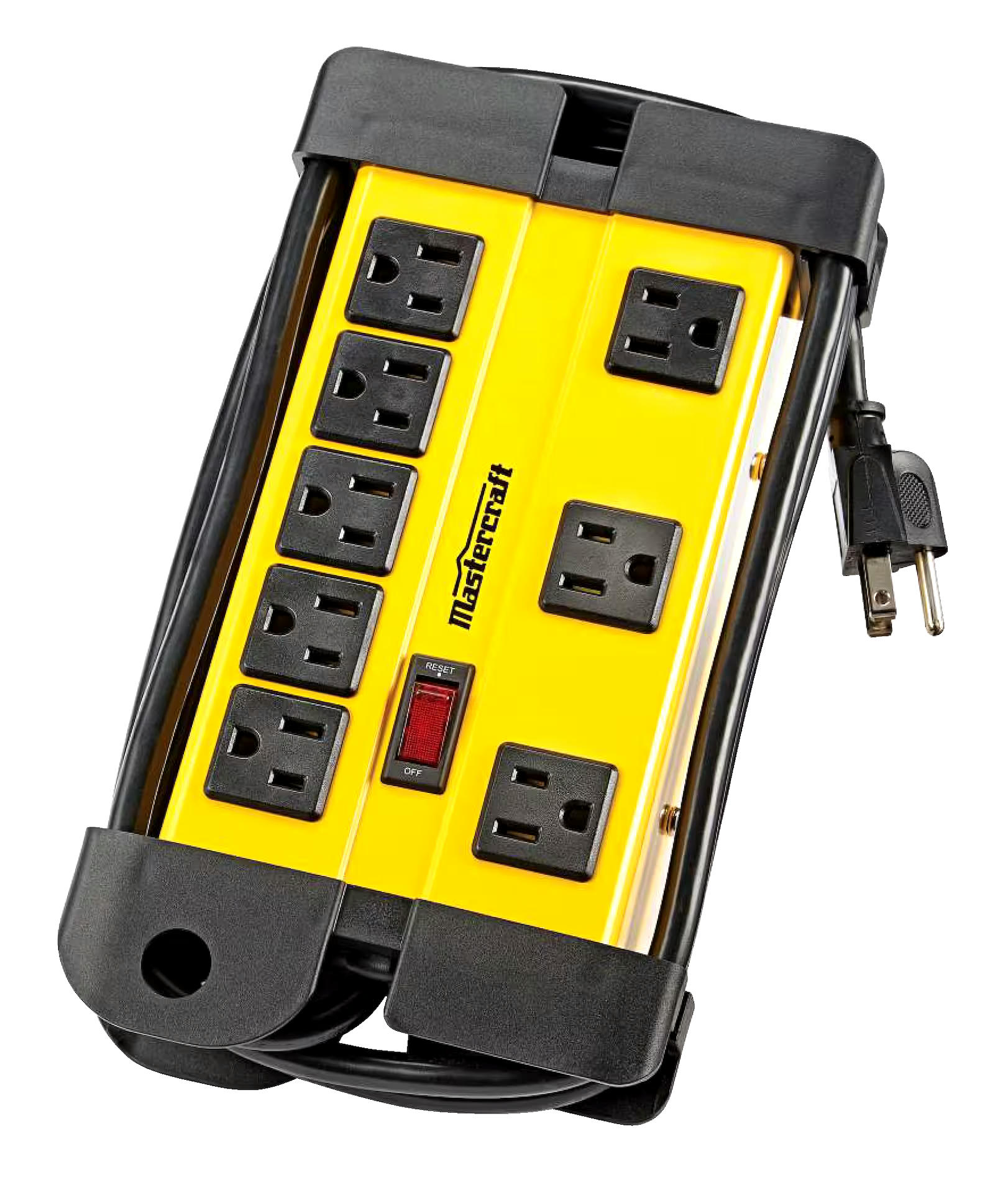 Mastercraft 8-Outlet Power Bar with 6-ft Cord, Circuit Breaker and Lighted Switch, Yellow/Black