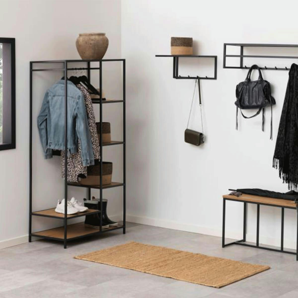 SEA - Portant moderne avec penderie en bois et métal