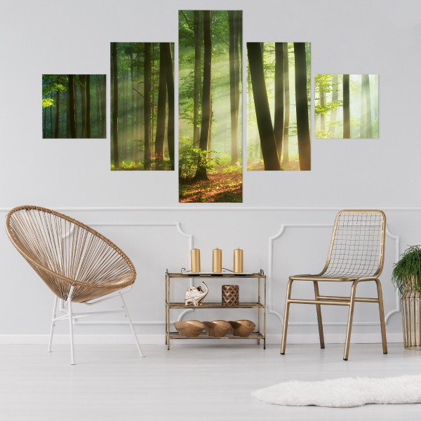 Obraz Ścienny Wieloczęściowy Leśny Pejzaż 3D 150x90cm