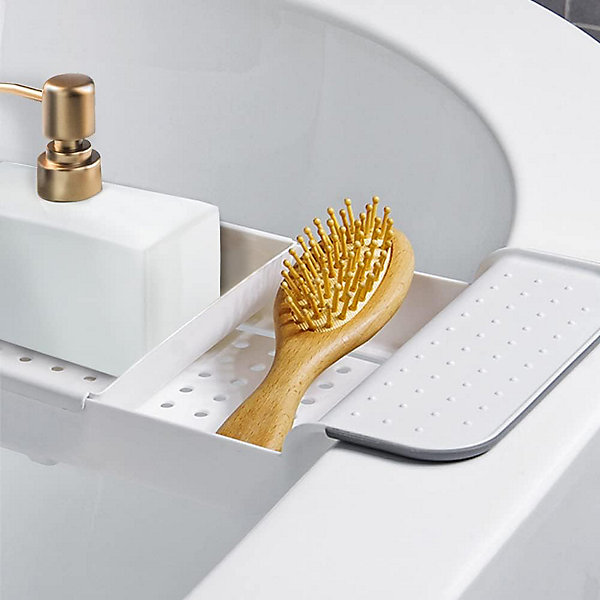 Distributeur de savon rectangulaire en céramique pour salle de bain moderne, 400 ml (blanc)