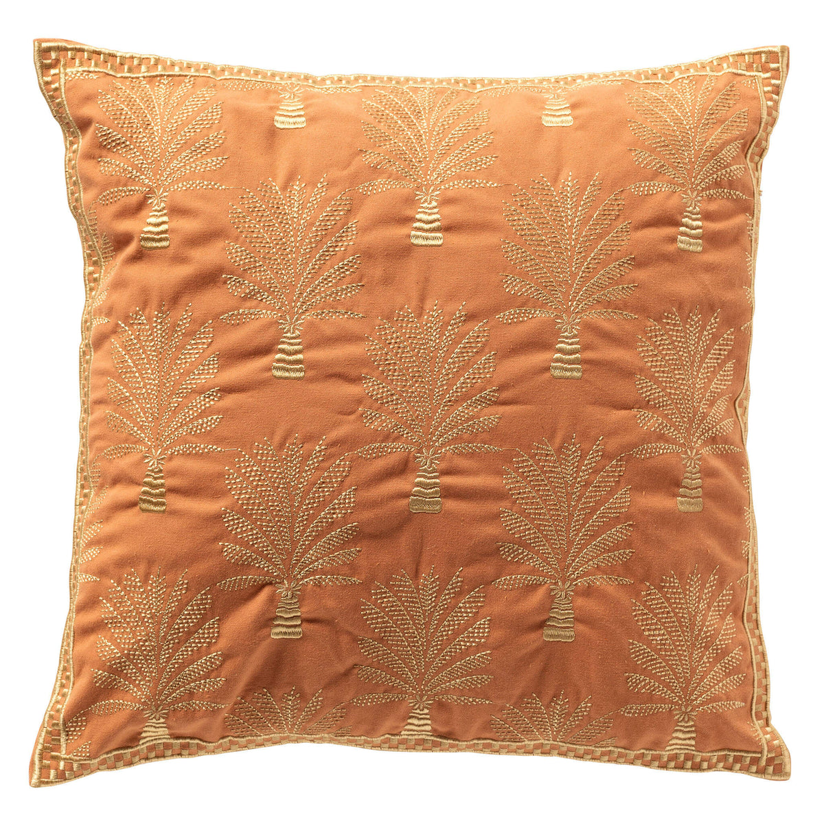 CYCAS - sierkussen 45x45 cm - boommotief - Carnelian - oranje