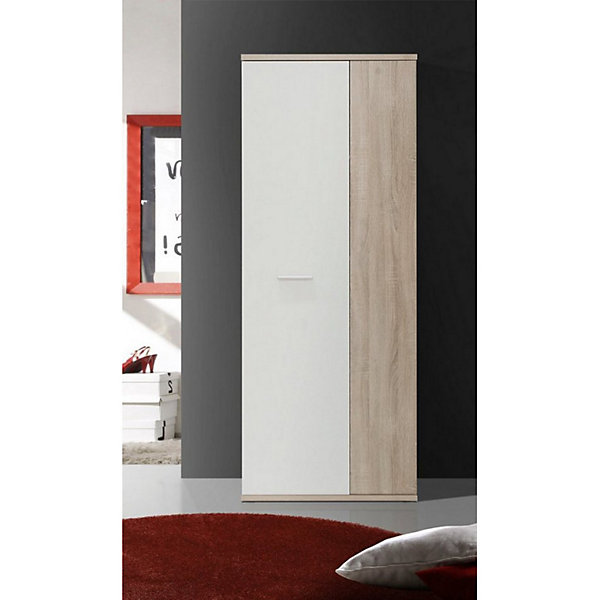 Meuble à chaussure 2 portes blanc décor bois vieilli - CLASS