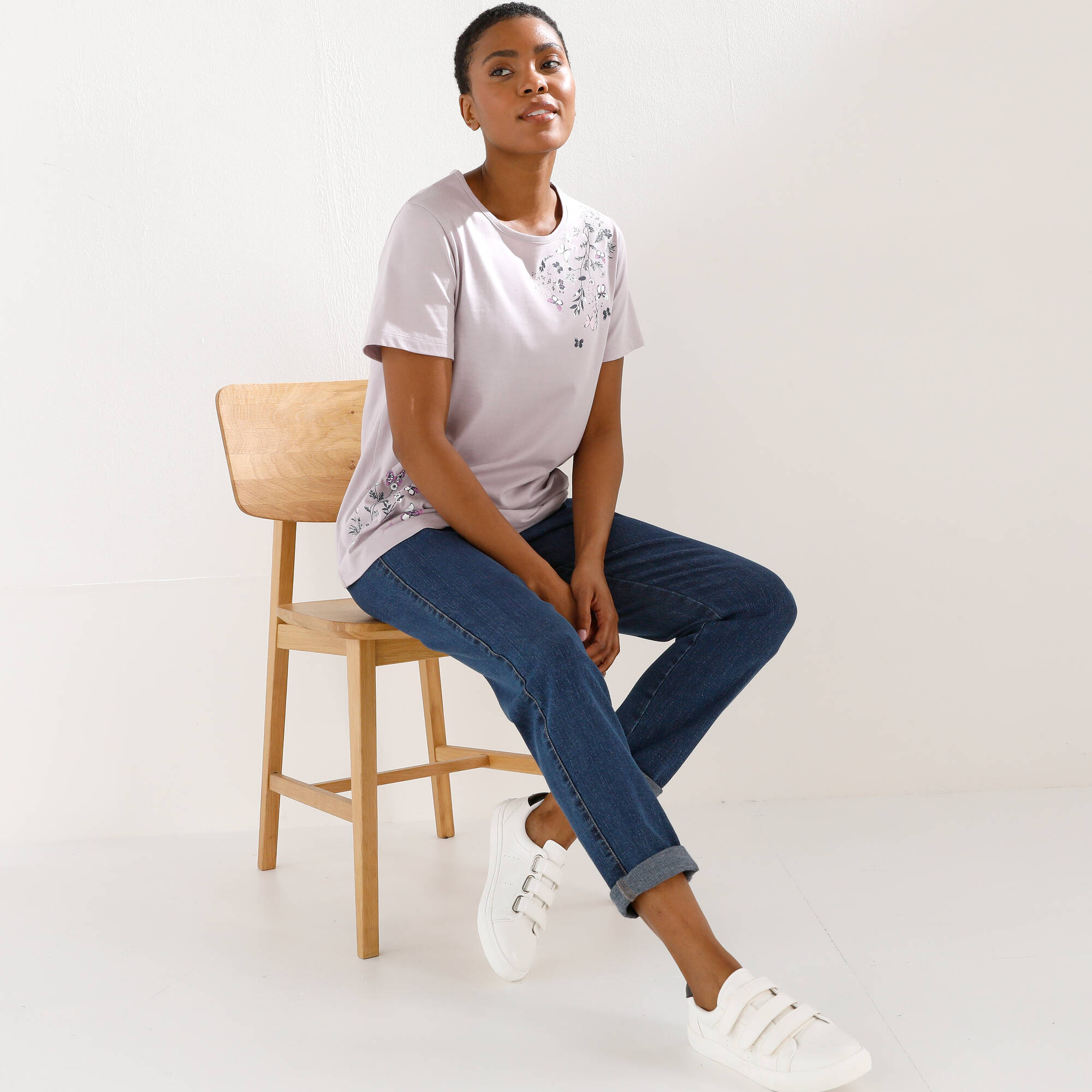 T-shirt manches courtes imprimé papillon