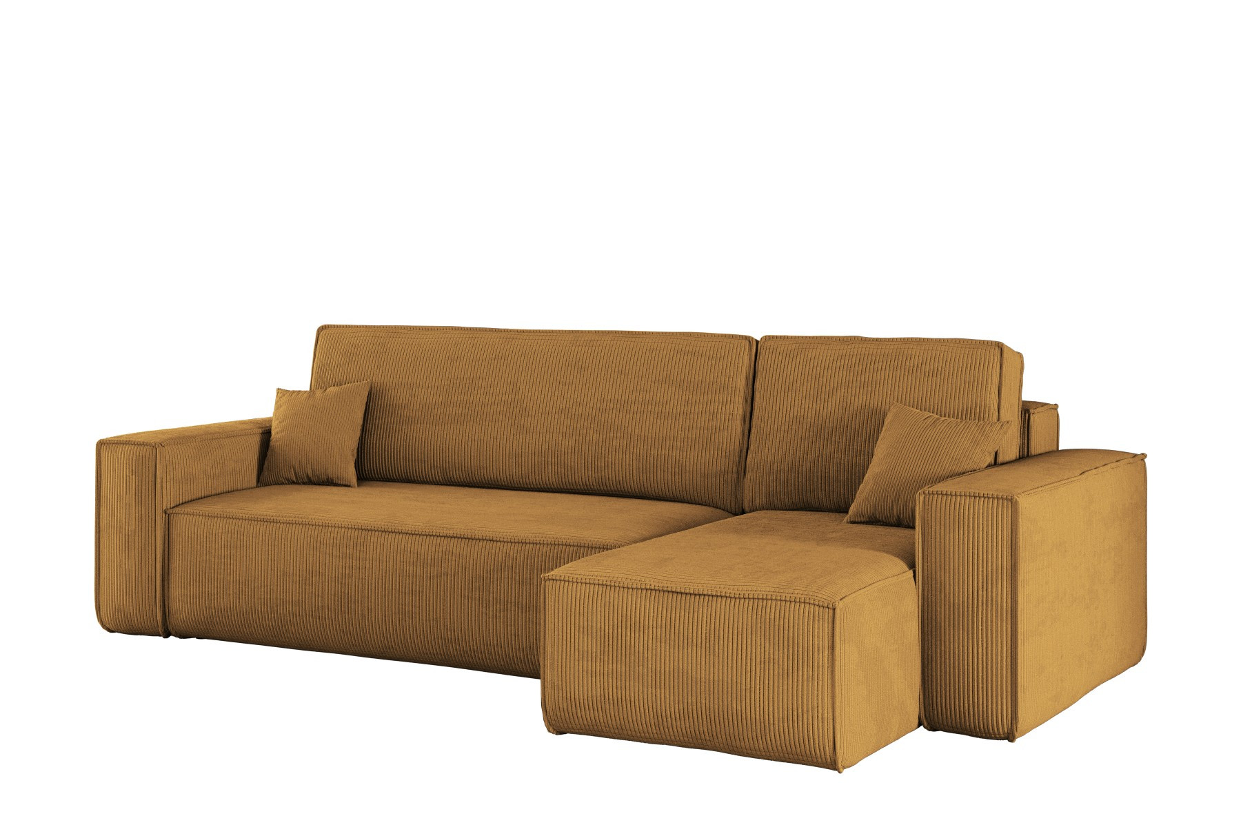 Sofa w kształcie L BEST narożnik, tkanina Poso, Musztardowy Prawostronny