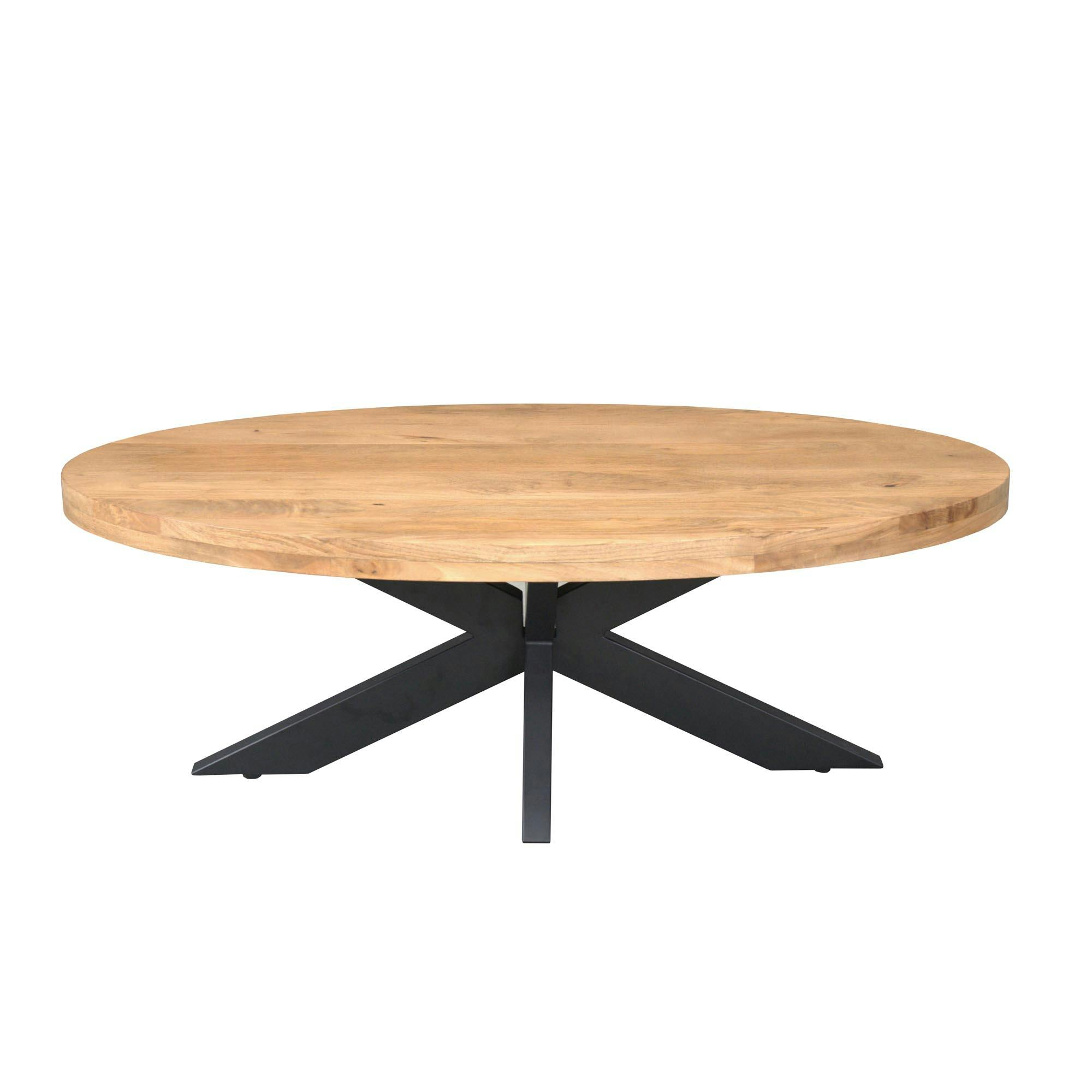 Table basse ovale en bois clair à pied croisé RIVANO