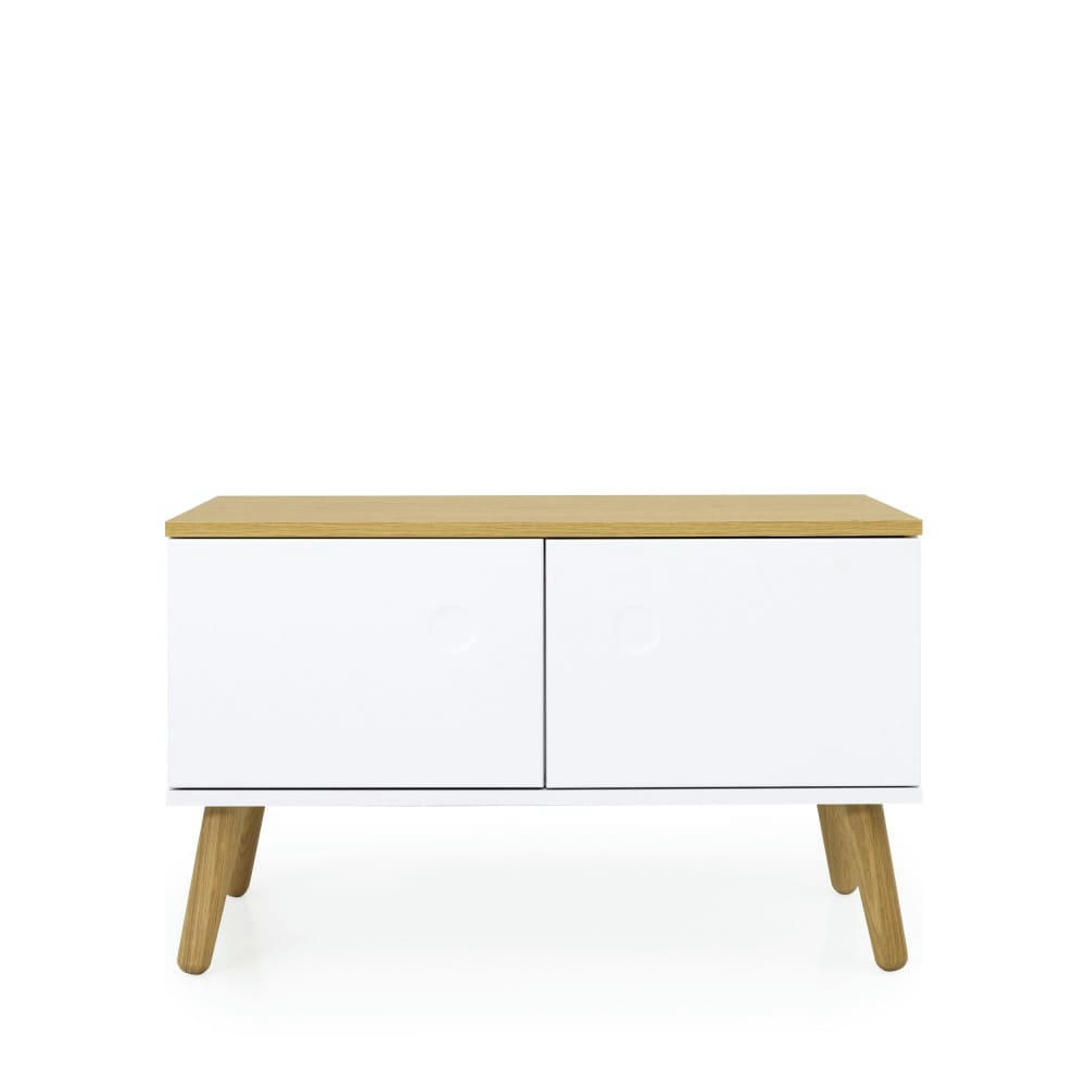 DOT - Banc en bois avec rangements L79cm blanc