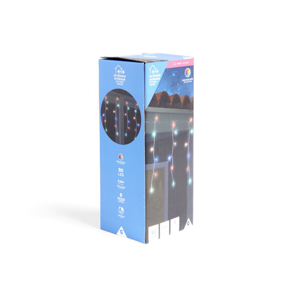 Guirlande lumineuse extérieure bordure de toit 90LED multicolores 2,8m