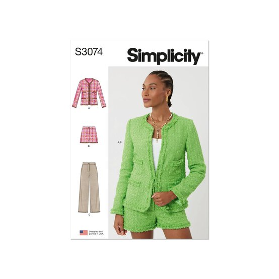 Simplicity Women’s Jacket and Shorts Sewing Pattern S3074 (18-26)