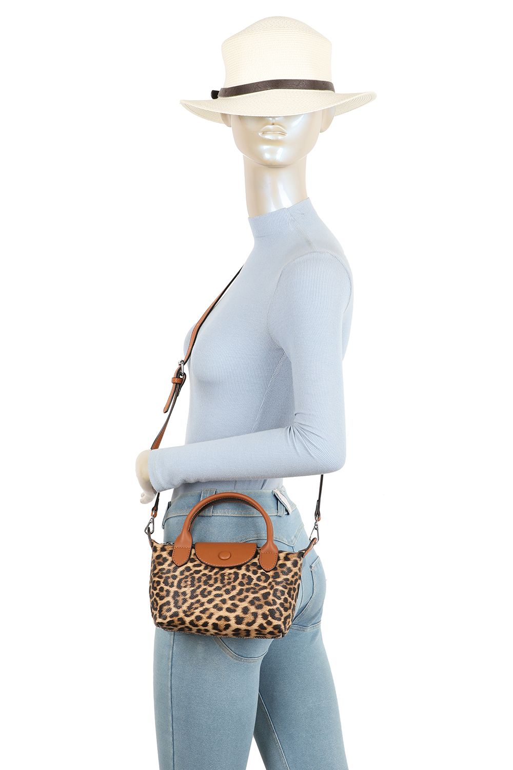 Fontanella Fashion Fayora Leopard Print PU Leather Top-Handle Crossbody Tote Bag