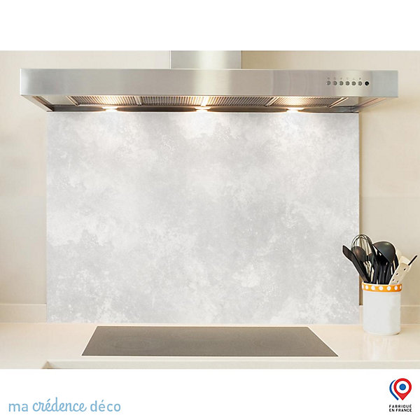 Crédence cuisine fond de hotte Béton ciré - Verre trempé - L 70 cm x H 60 cm - MaCrédenceDéco