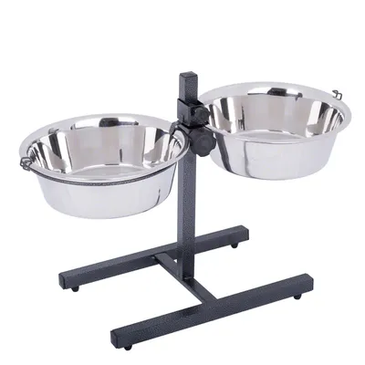 Dog Bowl Stand with 2 Stainless Steel Bowls