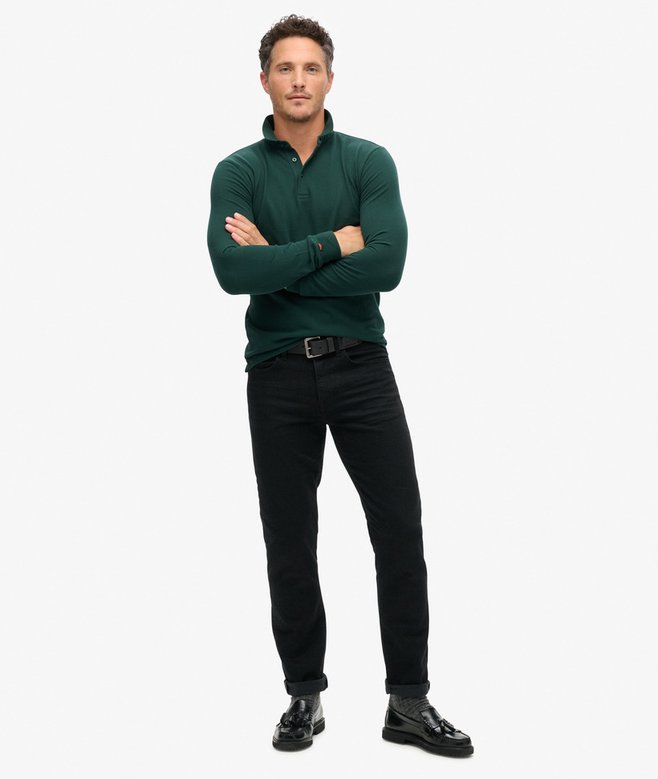 Long Sleeve Cotton Pique Polo Shirt