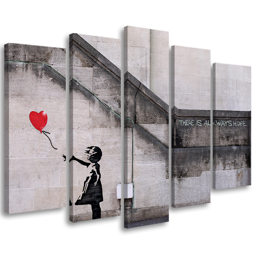 Feeby Obraz 5cz na płótnie Banksy Dziewczynka Balon