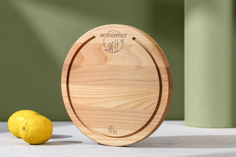 KONSIMO LESTE Okrągła deska do krojenia z drewna bukowego handmade ⌀25