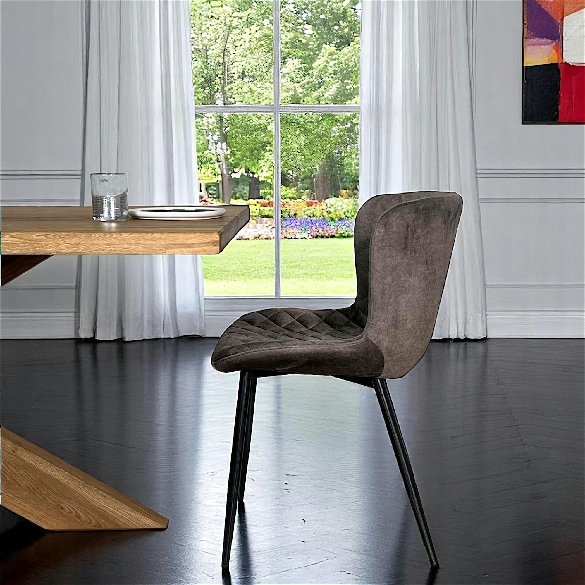 Chaise en velours piqué taupe (lot de 2) MELBOURNE