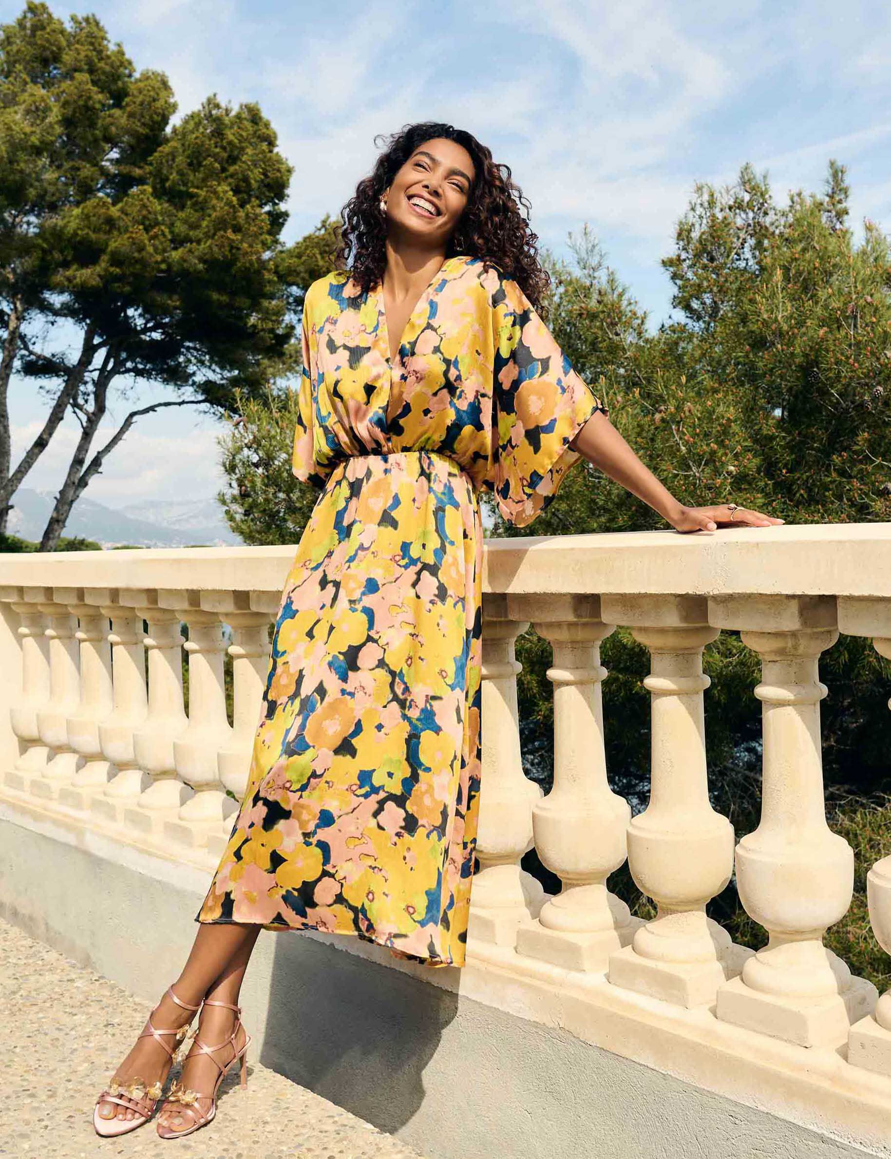 Printed Straight Midi Dress Multicolor Women