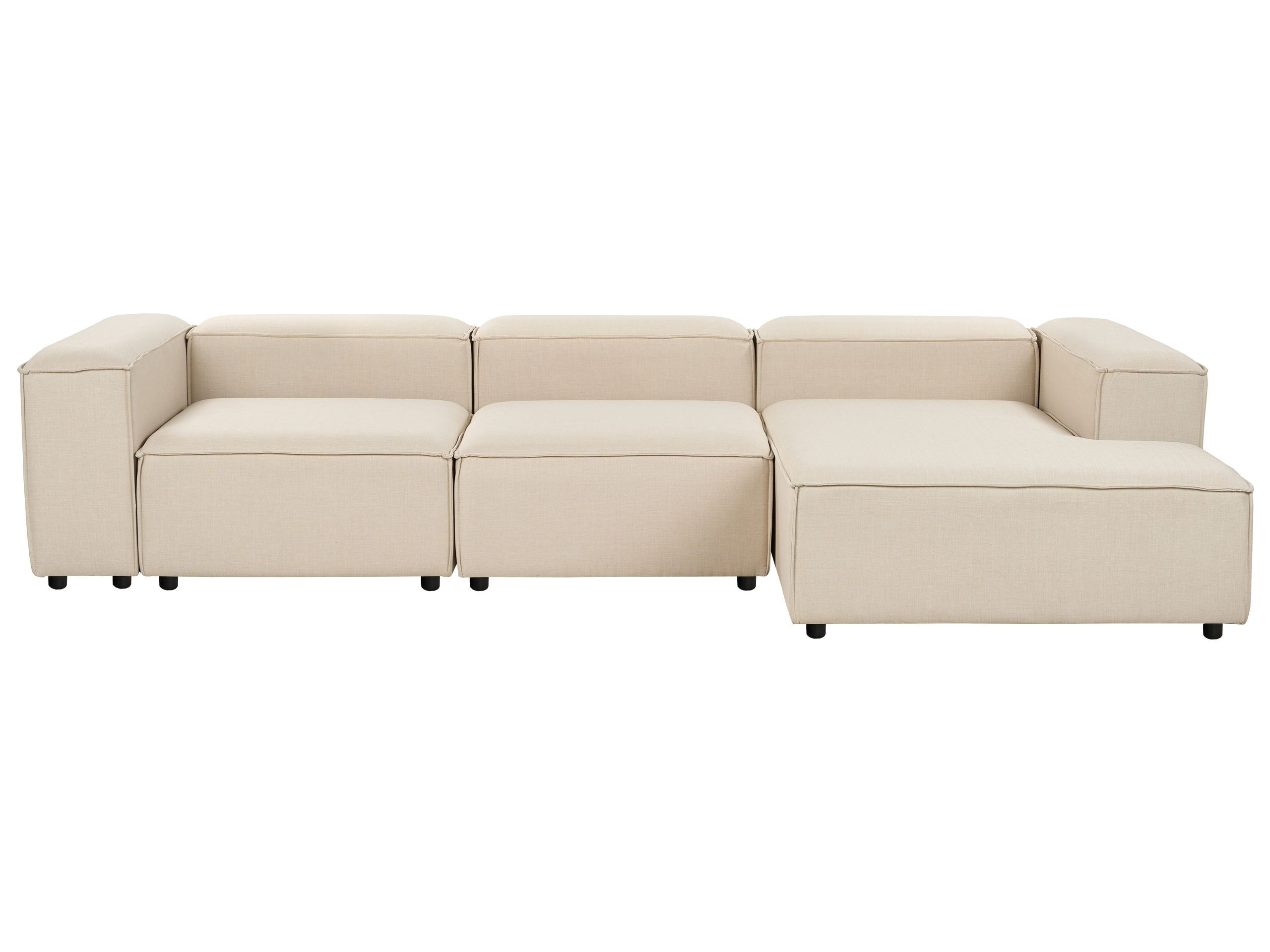 Sofa modułowa lewa 3-osobowa poliester beżowa