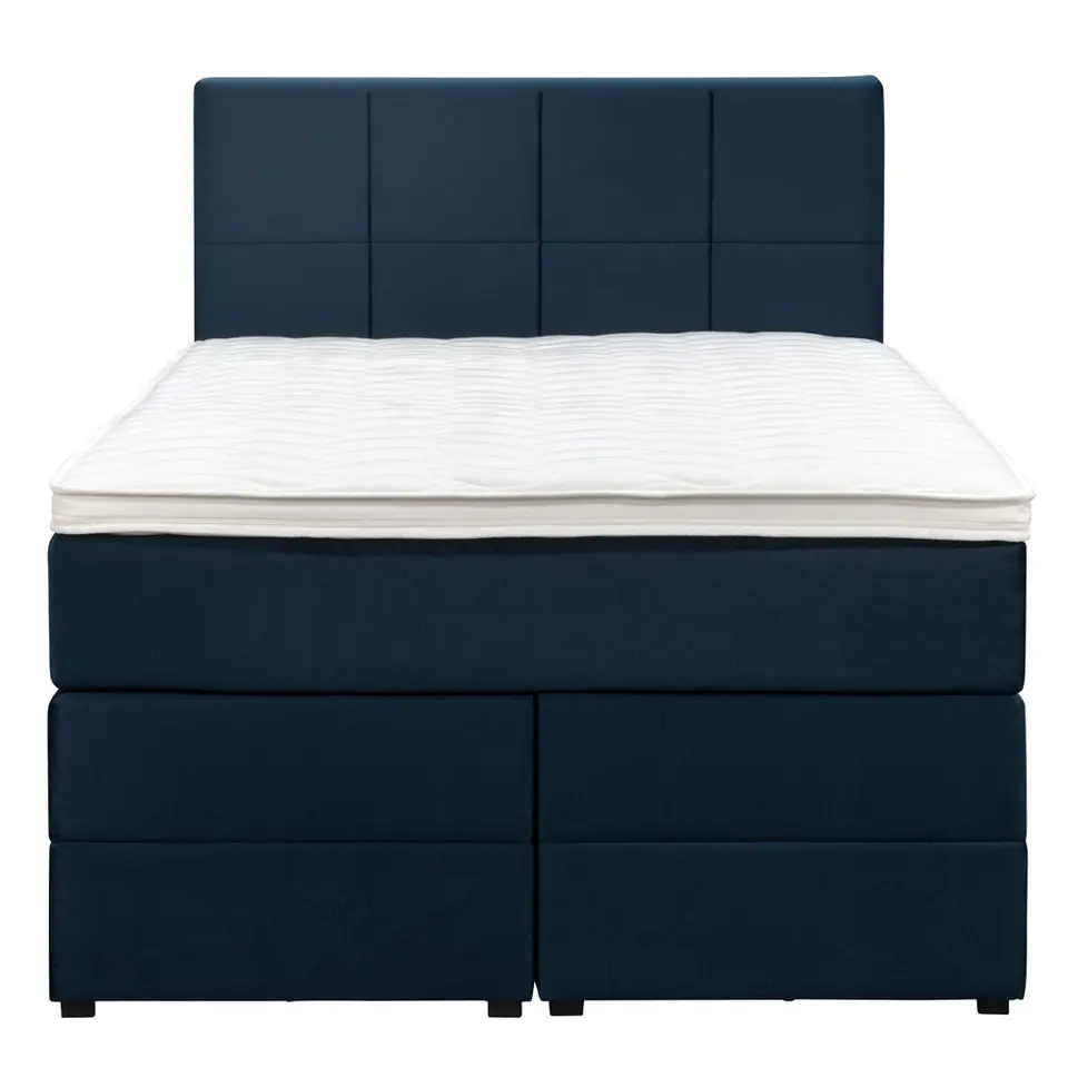 Boxspring met opbergruimte Liv geblokt - blauw - 120x200 cm
