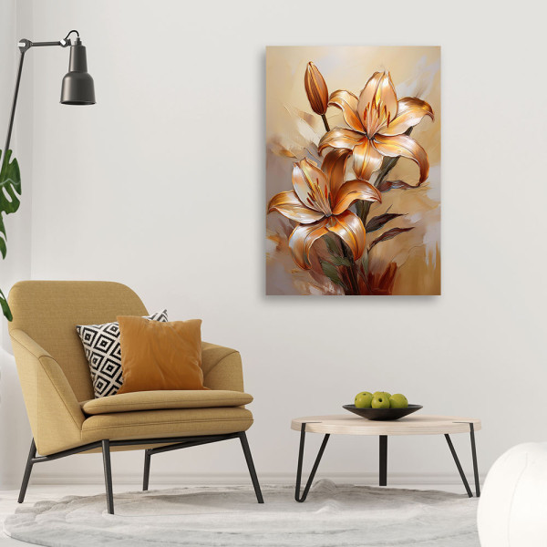 Feeby Obraz na płótnie, Lilia Kwiat Orange Botanika Malowany 40x60