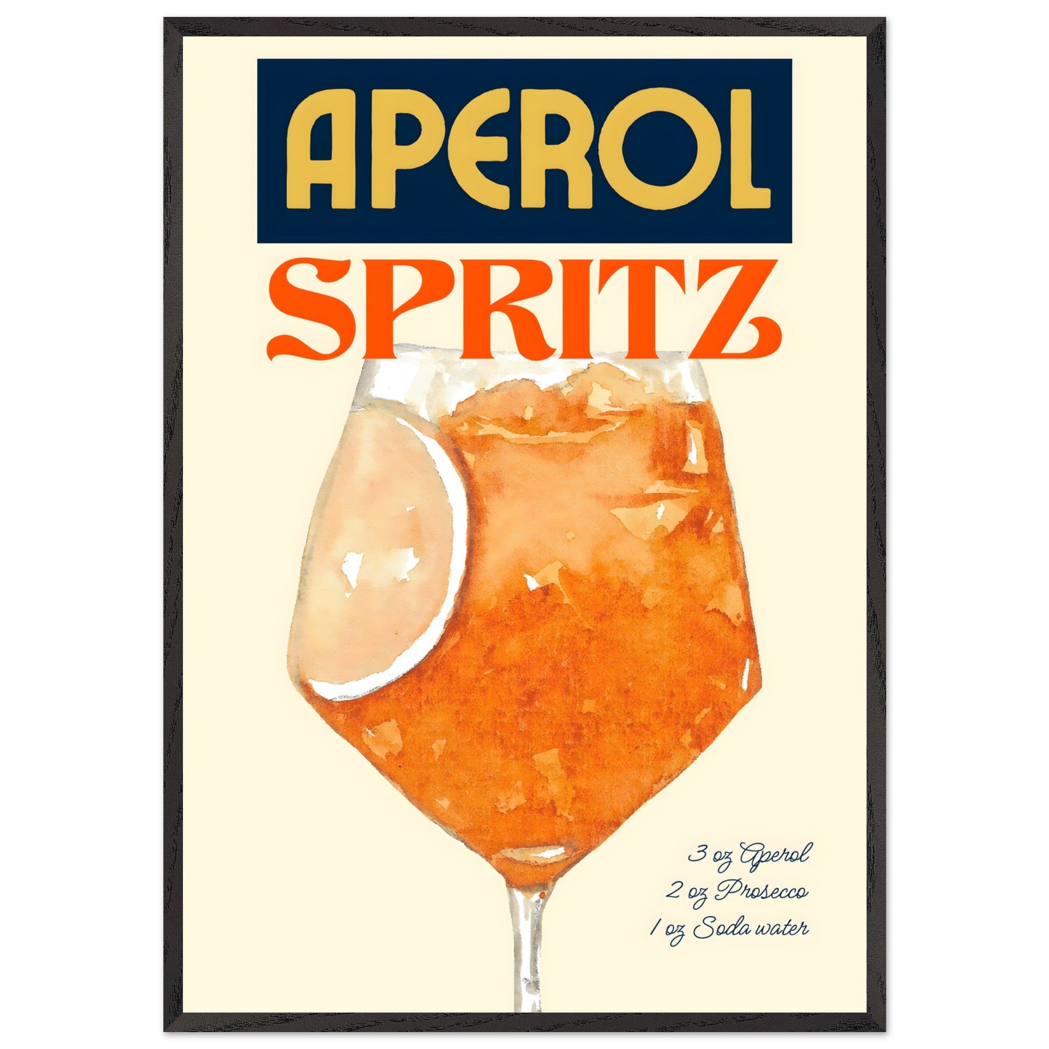 Artfulprints Poster met Lijst Aperol Spritz - Original  - 70x100 cm - Oranje