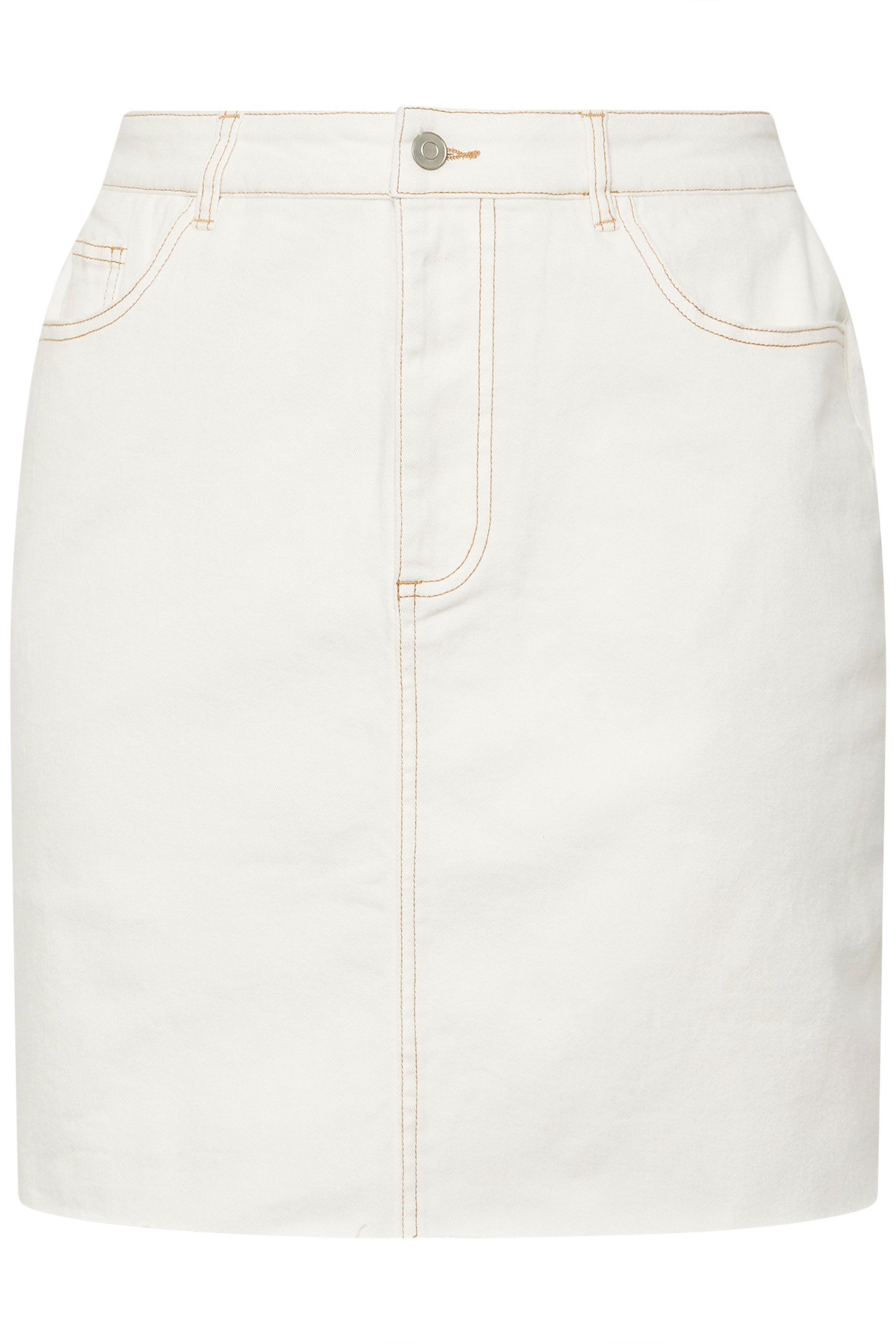 Yours Denim Contrast Stitch Mini Skirt