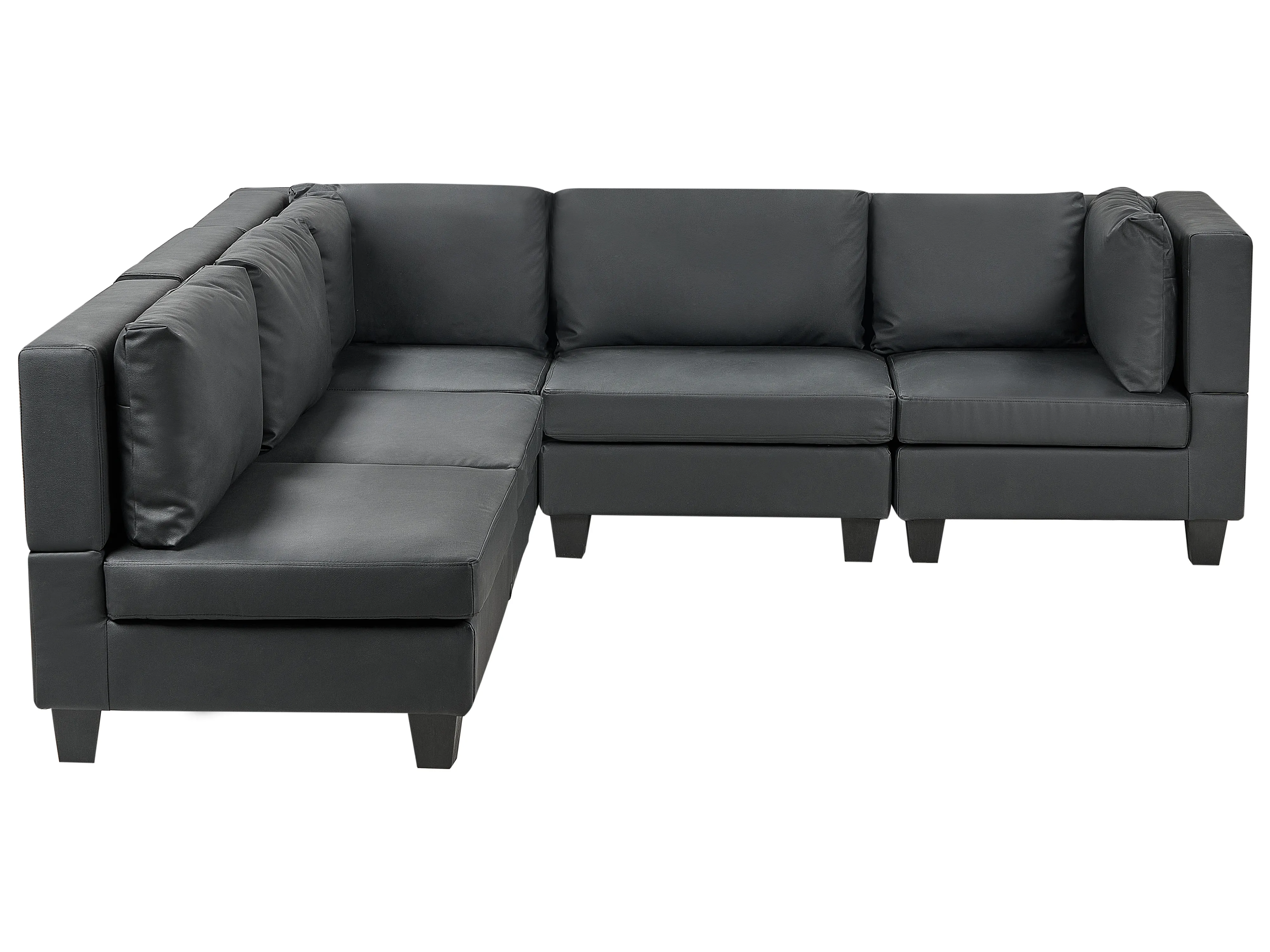 Modular Corner Sofa 5 Seater UNSTAD Faux Leather Black Right Hand