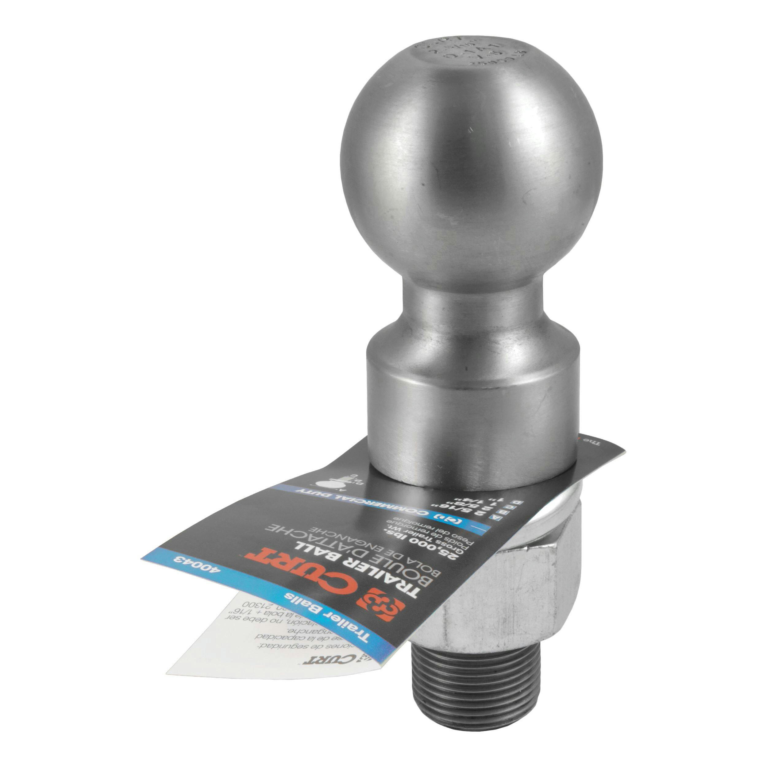 CURT 40086 2-5/16-in Trailer Ball (1-1/4-in x 2-5/8-in Shank, 25000-lb, Raw Steel)