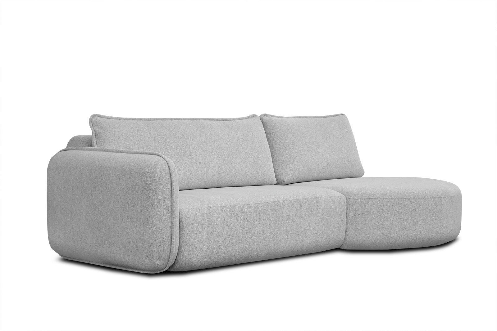 IPSUM - Canapé d'angle droit 3 places avec l'île tissu gris clair