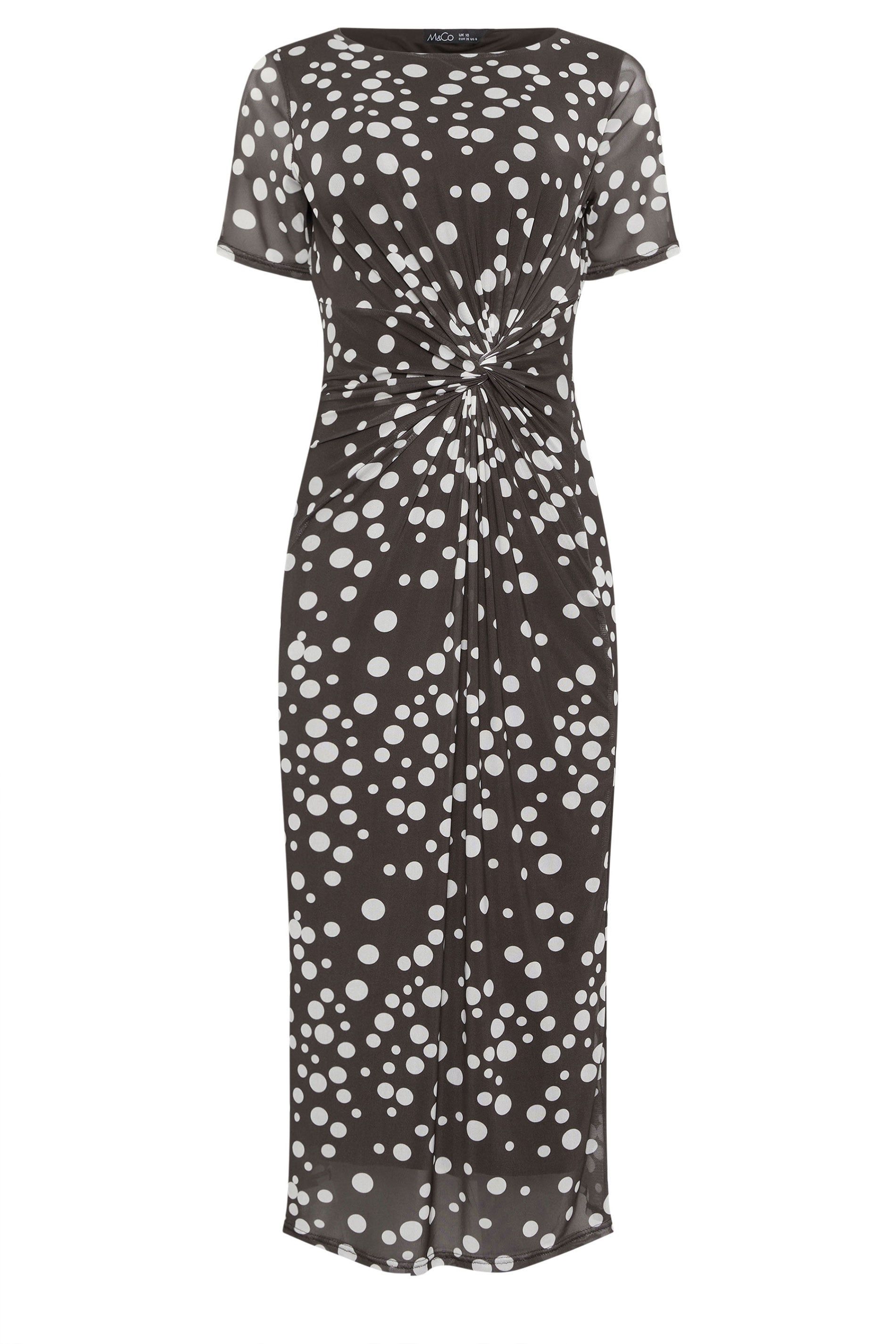 M&Co Polka Dot Twist Front Mesh Maxi Dress