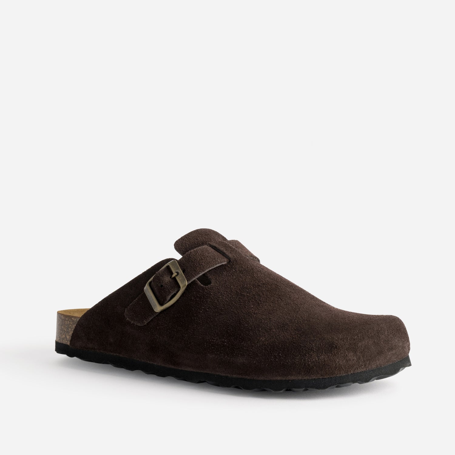 Mule-sabot marron cuir velours