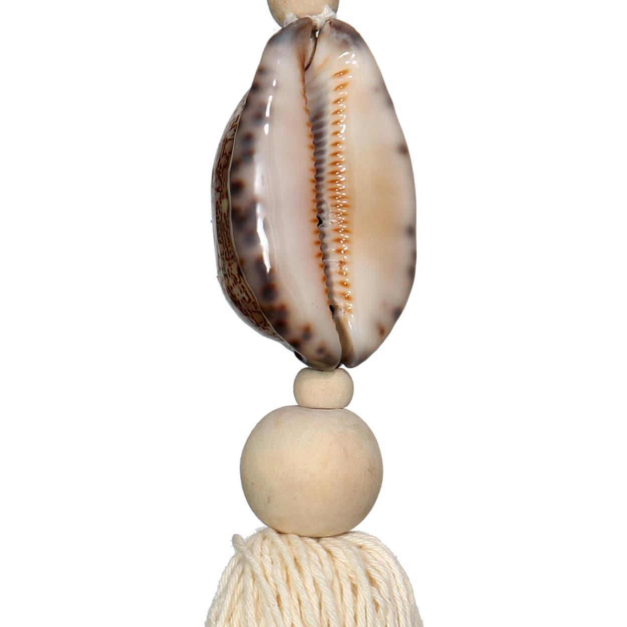 SUMBAWA - Porte-clés en coquillage et cotton brun naturel