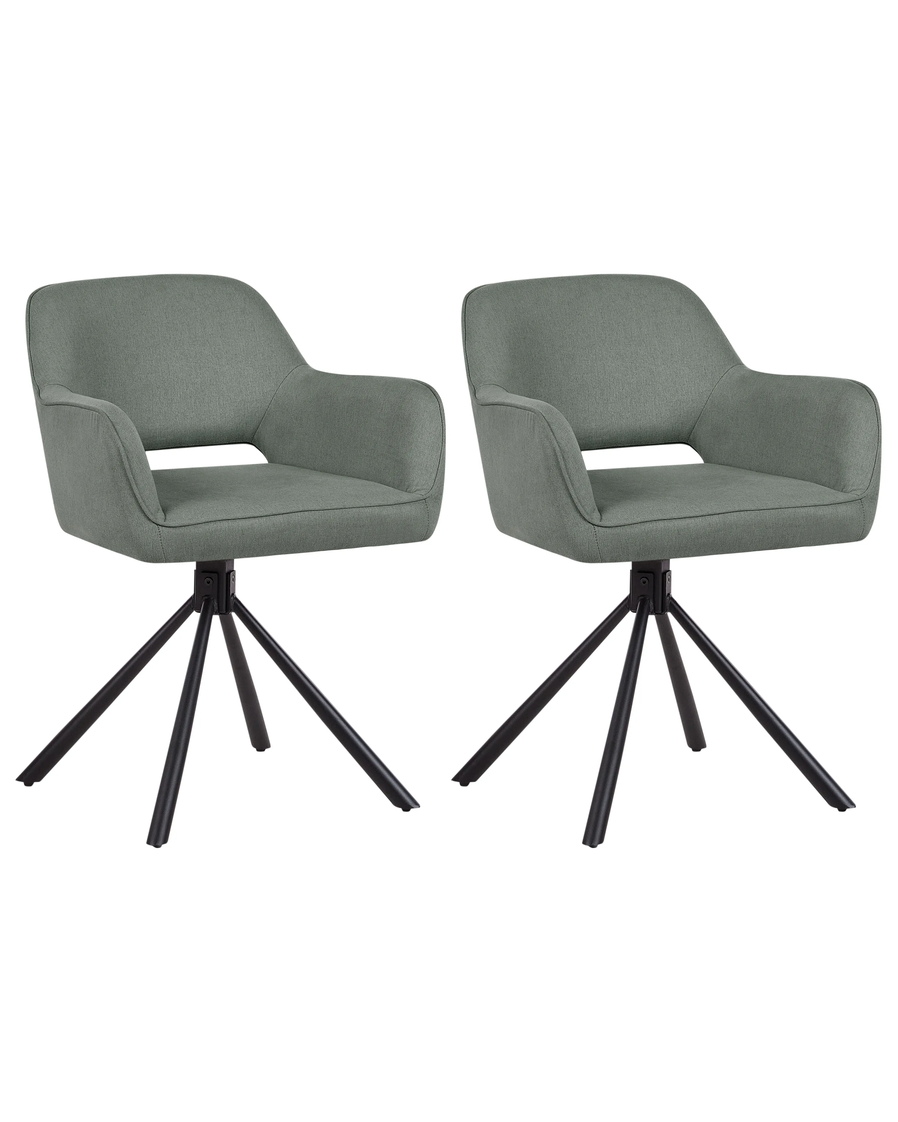 Set of 2 Dining Chairs Swivel LOURES Fabric Dark Green