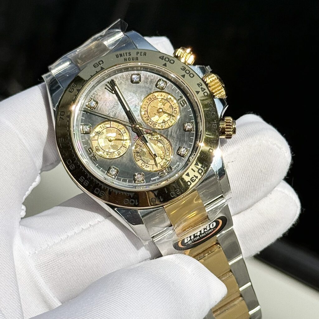 Rolex Daytona SS/YG Plated Dark MOP Dial With Diamonds 40mm Oyster Super Clone
