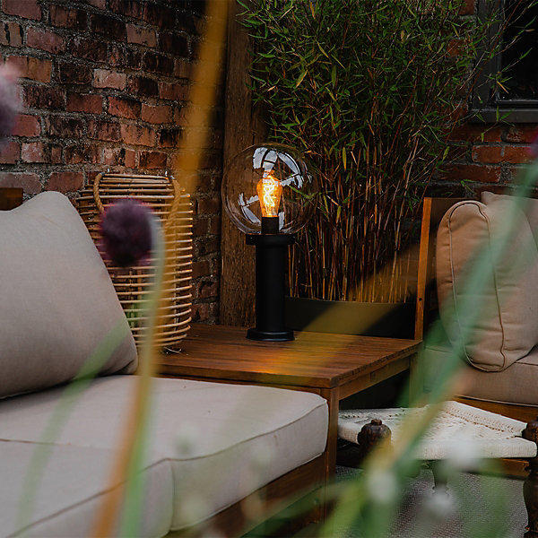Lampadaire d'extérieur noir avec globe transparent 50 cm IP44 - Sfera