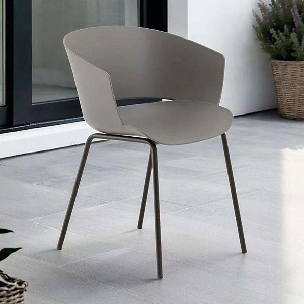 Lot de 4 chaises de jardin NIVEL en plastique gris