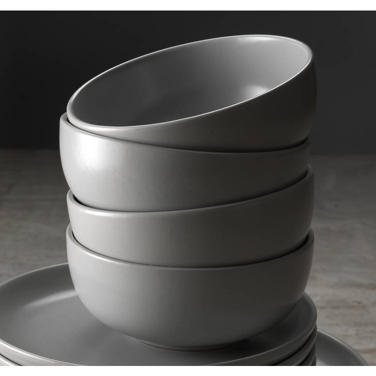 Habitat 12 Piece Stoneware Dinner Set - Matt Grey