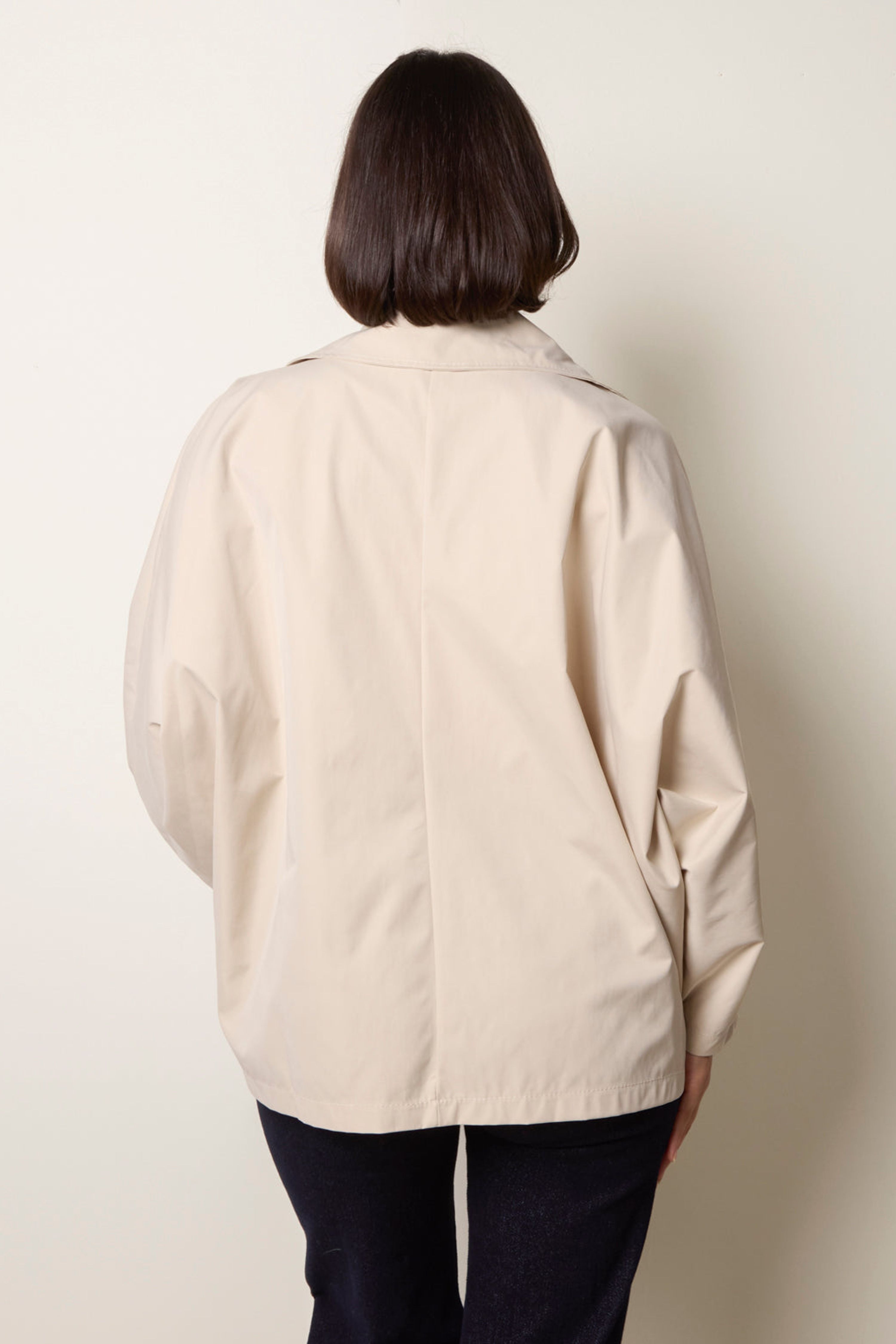 Blue Vanilla Beige Oversized Short Length Trench Coat