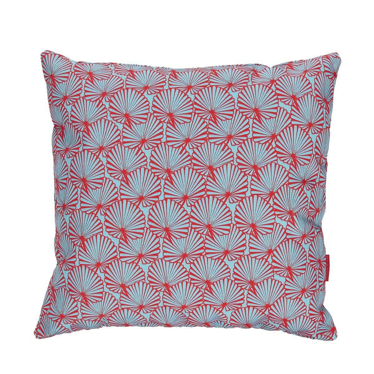 TROPICAL - Housse de coussin extérieur graphique turquoise 45x45cm
