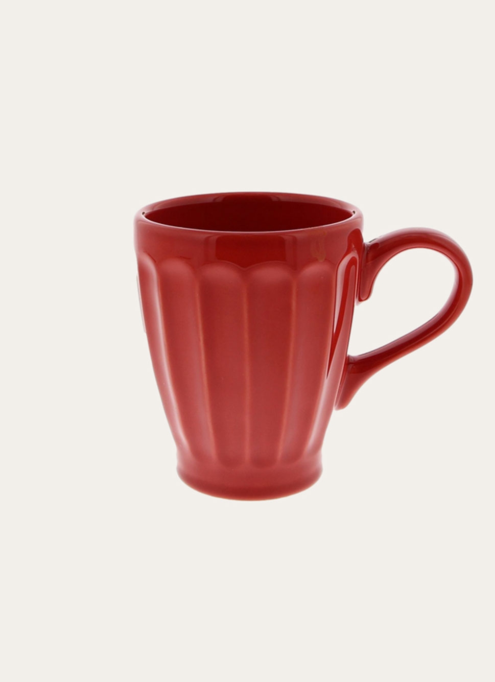 MUG CÔTELÉ EN FAÏENCE ROUGE