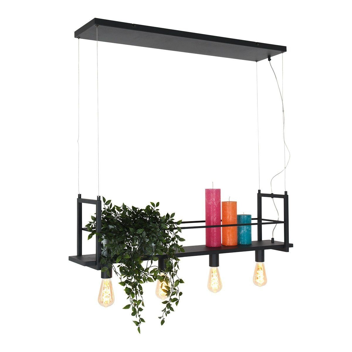 Mexlite hanglamp buckley - 4 lichts - 100x 140 cm - zwart
