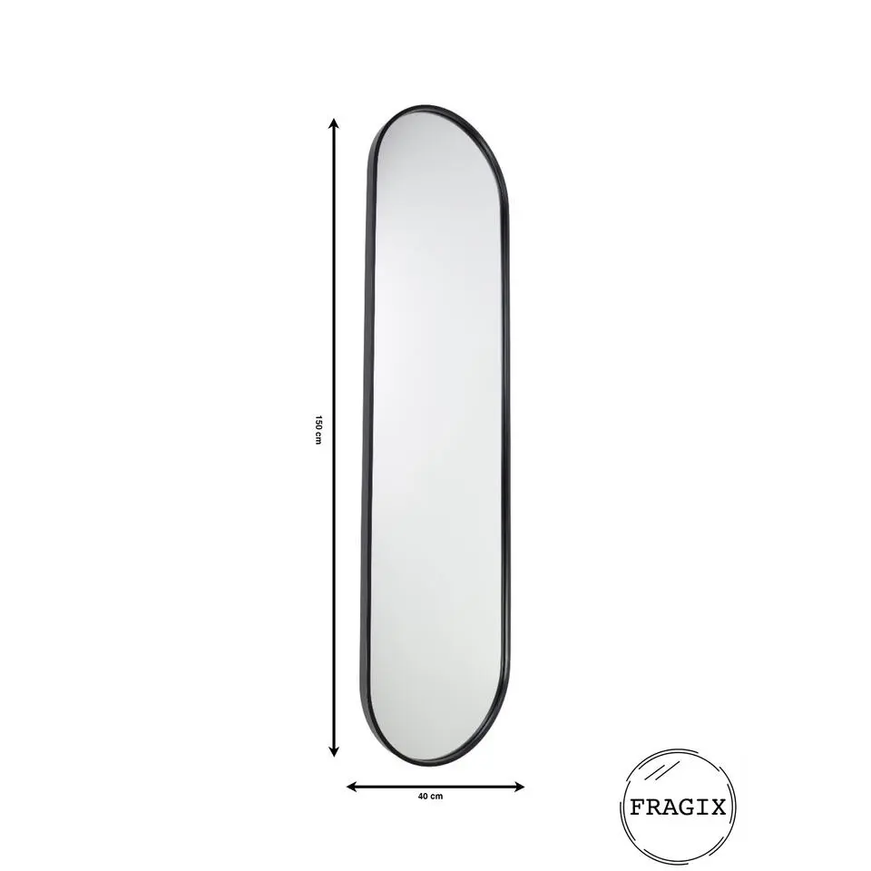 Fragix Boston Passpiegel Ovaal - Zwart - Metaal - 150x40