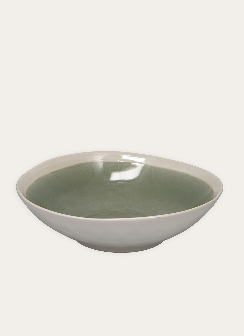 SALADIER EN GRÈS RÉACTIF VERT DE GRIS