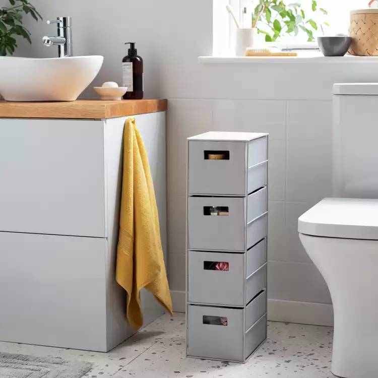 Habitat 4 Drawer Fabric Bathroom Storage Unit - Grey