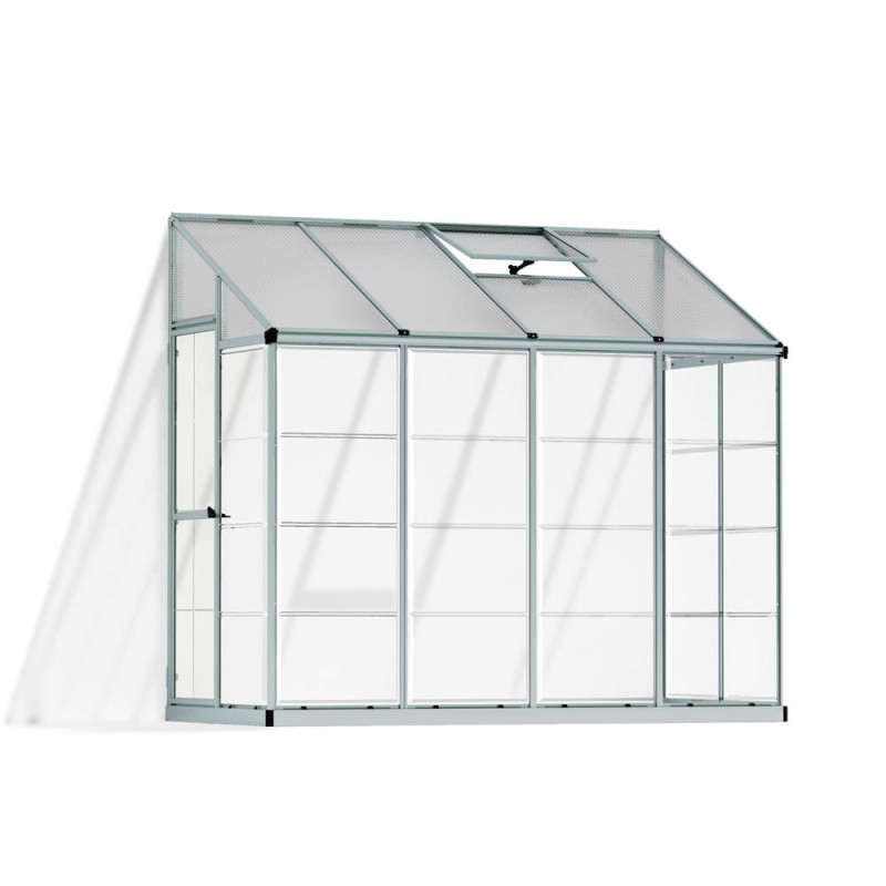 Serre adossée en polycarbonate Lean To argentée 2,9 m² CANOPIA