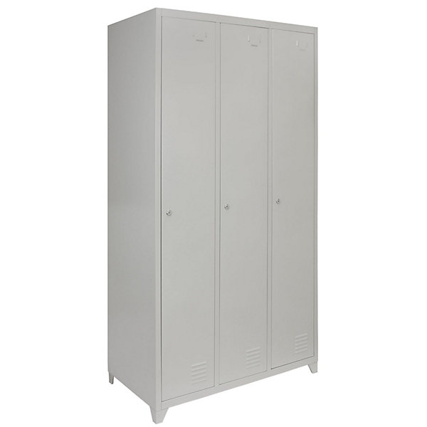 Casier de Rangement de 3 Portes en Acier Gris