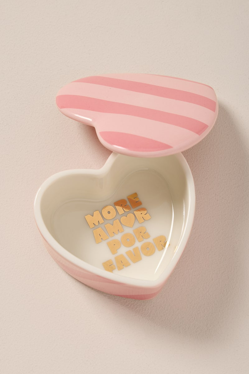 Striped Heart Shaped Trinket Box