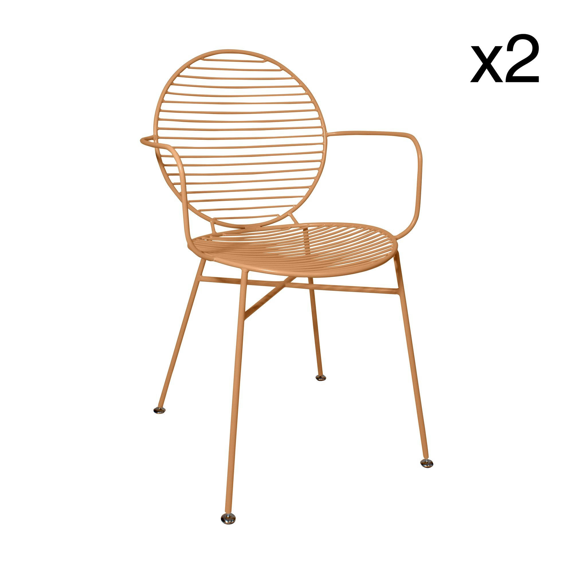 MADISON - Lot de 2 fauteuils de table en métal terracotta