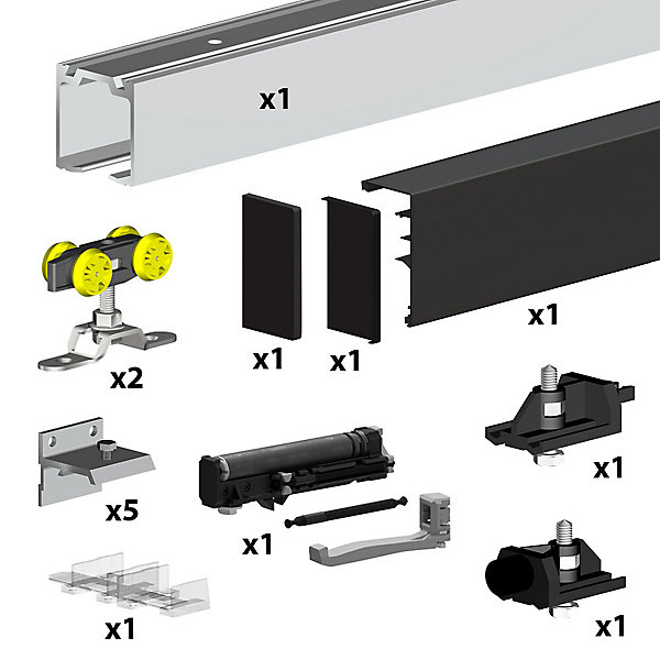 Pack premium SLID'UP 160 pour porte coulissante jusqu'à 1000 mm - rail 1,94 m - 60 kg - noir