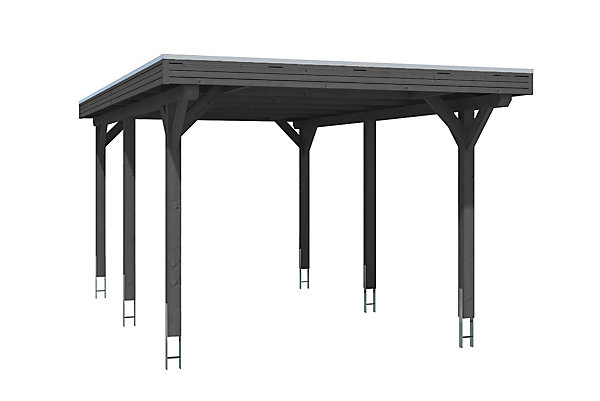 Carport SKAN HOLZ Spessart 355x604cm, bois lamellé-collé, traitement coloré anthracite